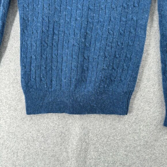 J Crew Sweater Womens PS Petite Small Wool Blend Blue Cable Knit V-Neck Long Slv - Picture 11 of 12